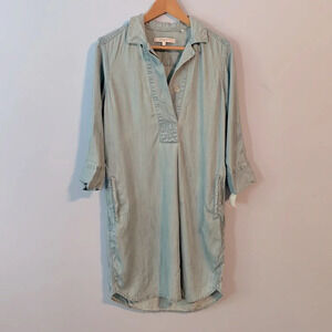 Foxcroft NIKKI collard chambray shirt dress light wash size 2